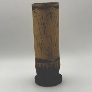Vintage Small Carved‎ Bamboo Vase Brush Pot